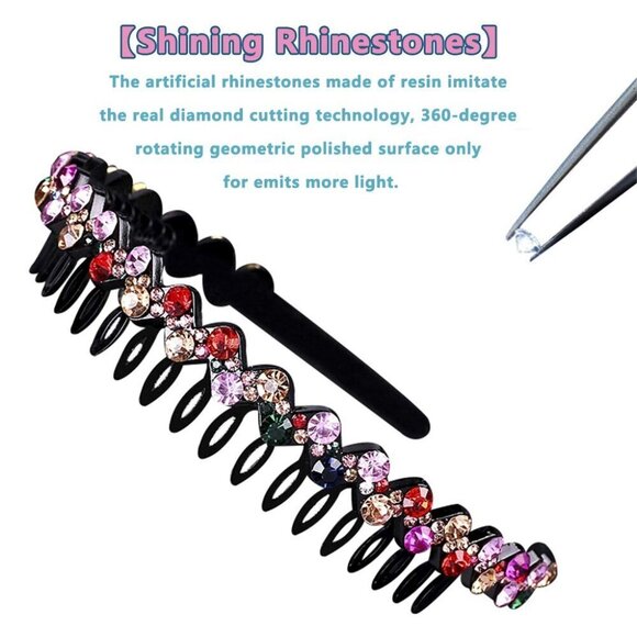 6 Pack Rhinestone Headbands Women Floral Crystal Hair Hoop Non-Slip Plastic main image 5